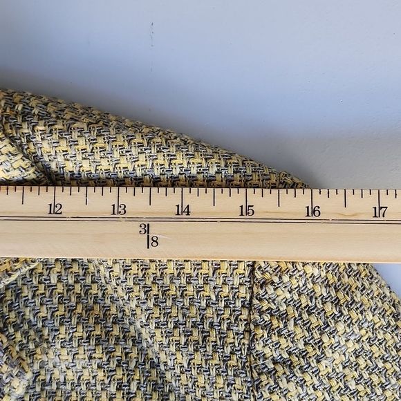BOHO GIANNI 3 Button Lightweight Lined Yellow Tweed Blazer Size 6 - Picture 7 of 9